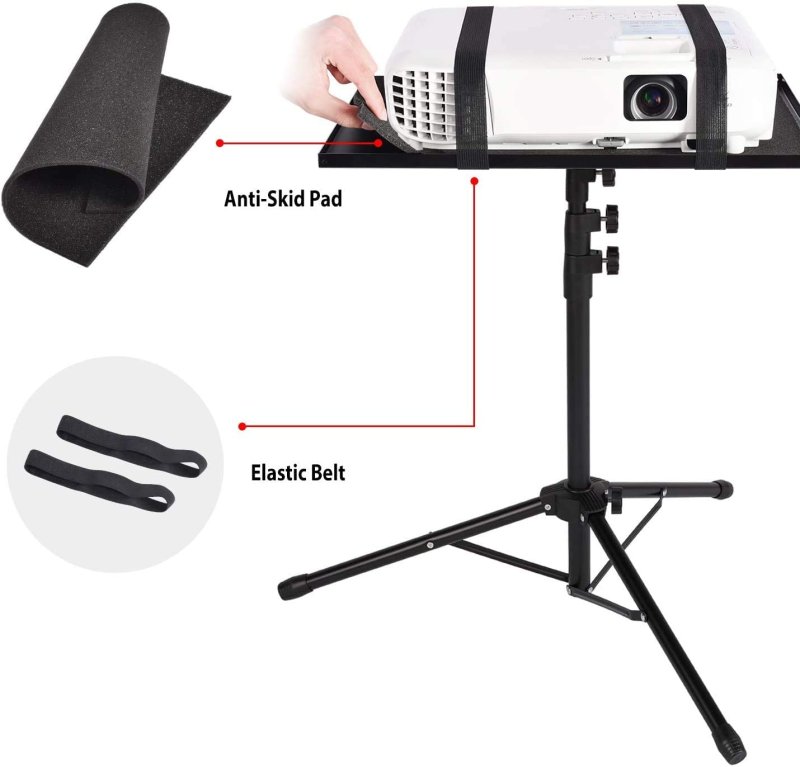 Projector tripod stand, universal laptop tripod stand, portable DJ equipment stand, folding floor-standing tripod stand, outdoor computer desk stand for stage or studio, height adjustable from 23 inch to 46 inch