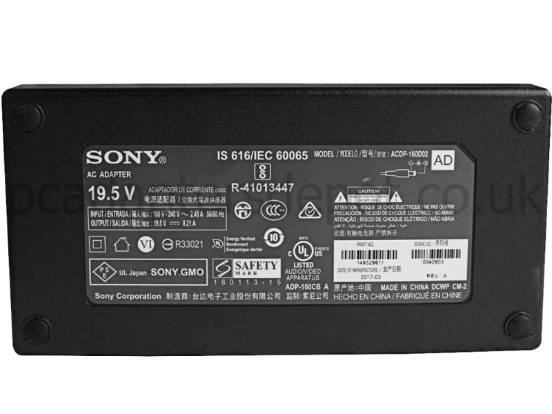 160W Sony KD-49X9000E KD49X9000E Charger Adapter + Free Cord