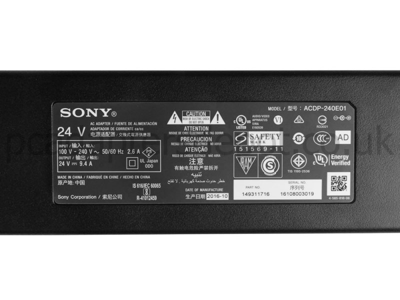 240W Sony XBR-75X900E XBR75X900E Adapter Charger + Free Cord