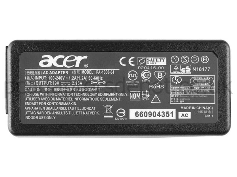 40W Acer Aspire One AO751h-1817 AO751h-1885 AC Adapter Charger