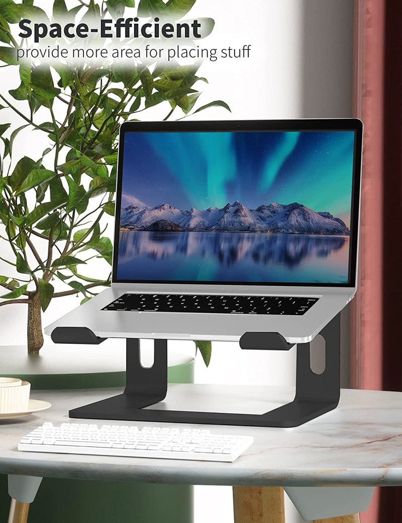 Strong heat dissipation Laptop Stand Aluminum Computer Riser Compatible with Apple 10 inch to 15.6 inch Notebook Computer Black