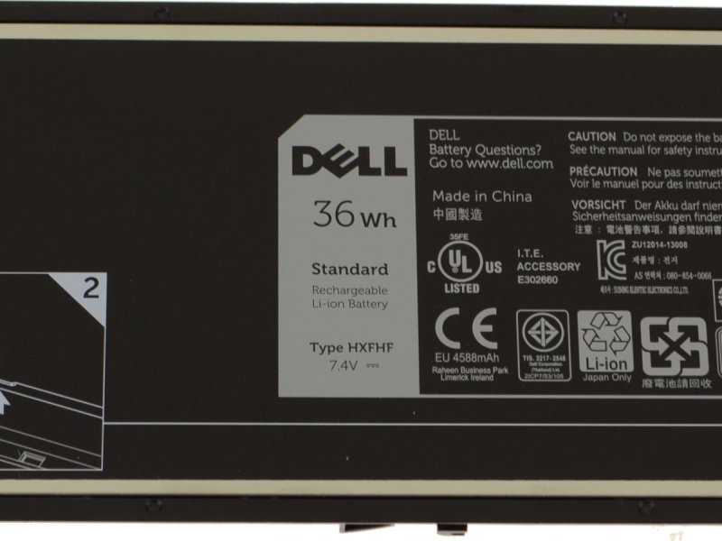 2 Cell 36Whr Battery Dell XNY66 451-BBGR