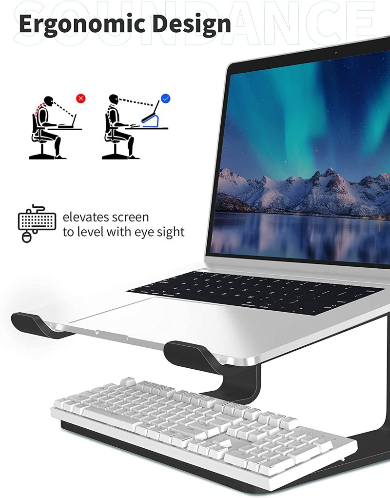 Strong heat dissipation Laptop Stand Aluminum Computer Riser Compatible with Apple 10 inch to 15.6 inch Notebook Computer Black