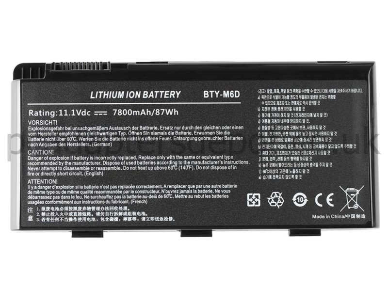 7800mAh 9 Cell 87Wh MSI WT70 2OK-2053FR Battery