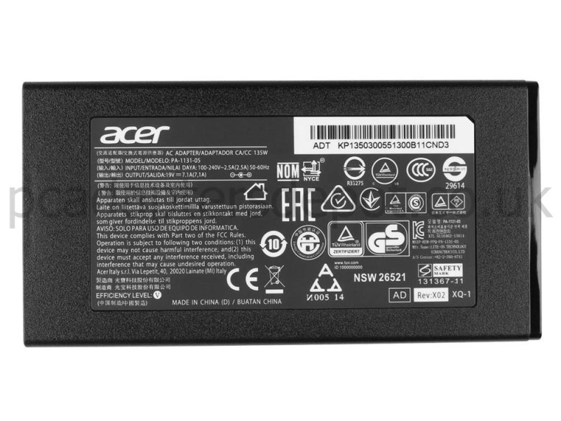 135W Acer Aspire 7 A715-71G-50PL AC Adapter Charger+Free Cord