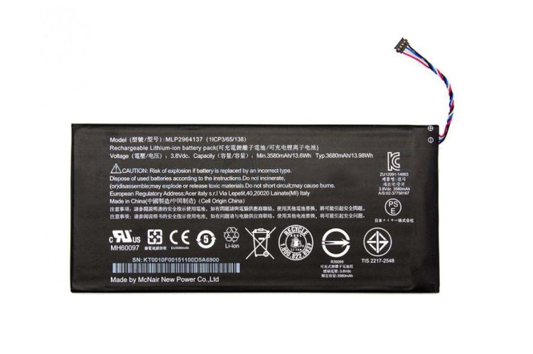 Acer MLP2964137 Battery 13.98Wh 3680mAh 1-Cell - Click Image to Close