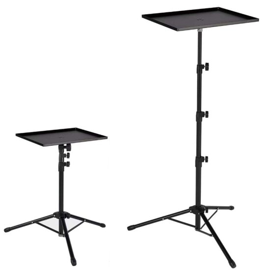 Projector tripod stand, universal laptop tripod stand, portable DJ equipment stand, folding floor-standing tripod stand, outdoor computer desk stand for stage or studio, height adjustable from 23 inch to 63 inch - Click Image to Close