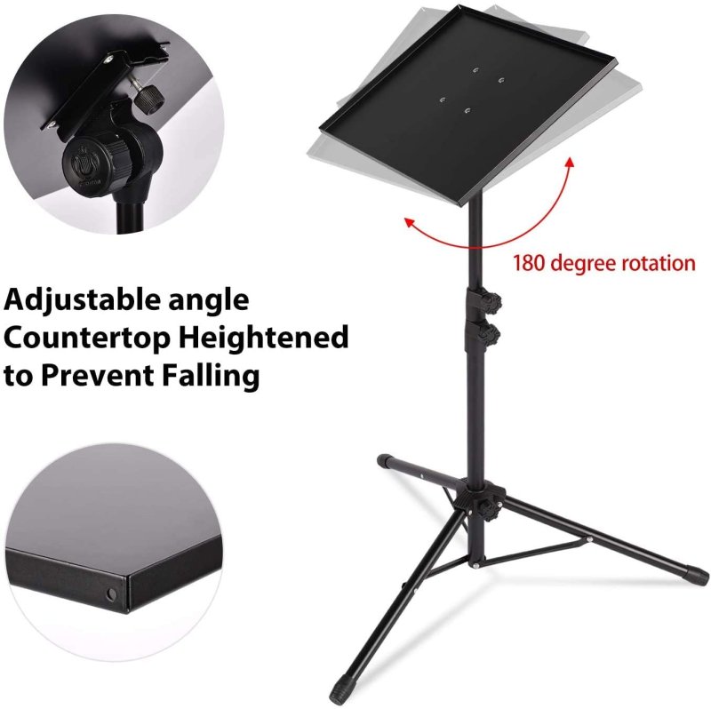 Projector tripod stand, universal laptop tripod stand, portable DJ equipment stand, folding floor-standing tripod stand, outdoor computer desk stand for stage or studio, height adjustable from 23 inch to 63 inch