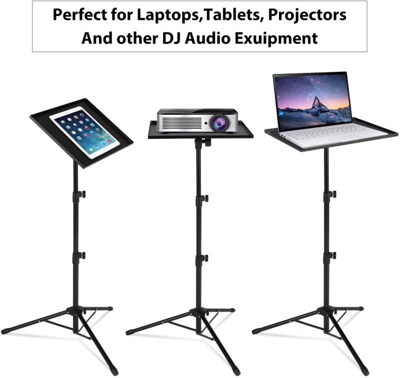 Projector tripod stand, universal laptop tripod stand, portable DJ equipment stand, folding floor-standing tripod stand, outdoor computer desk stand for stage or studio, height adjustable from 23 inch to 63 inch