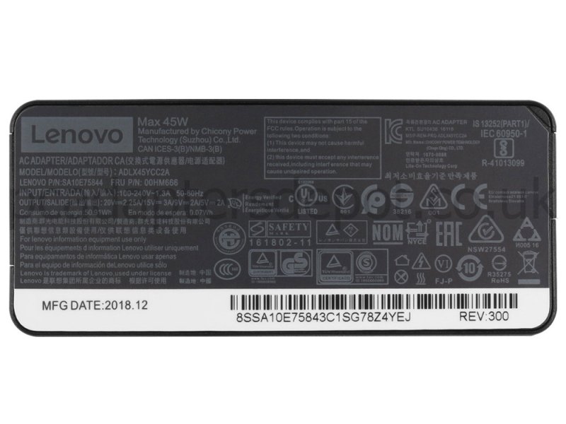 USB-C Lenovo ThinkPad L590 20Q7001BIU AC Adapter Charger 45W