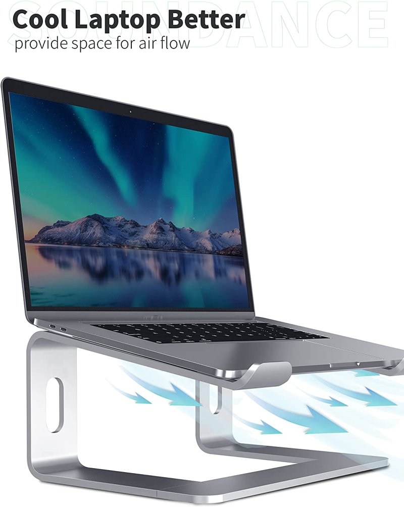 Strong heat dissipation Laptop Stand Aluminum Computer Riser for Apple 10 inch to 15.6 inch Silver