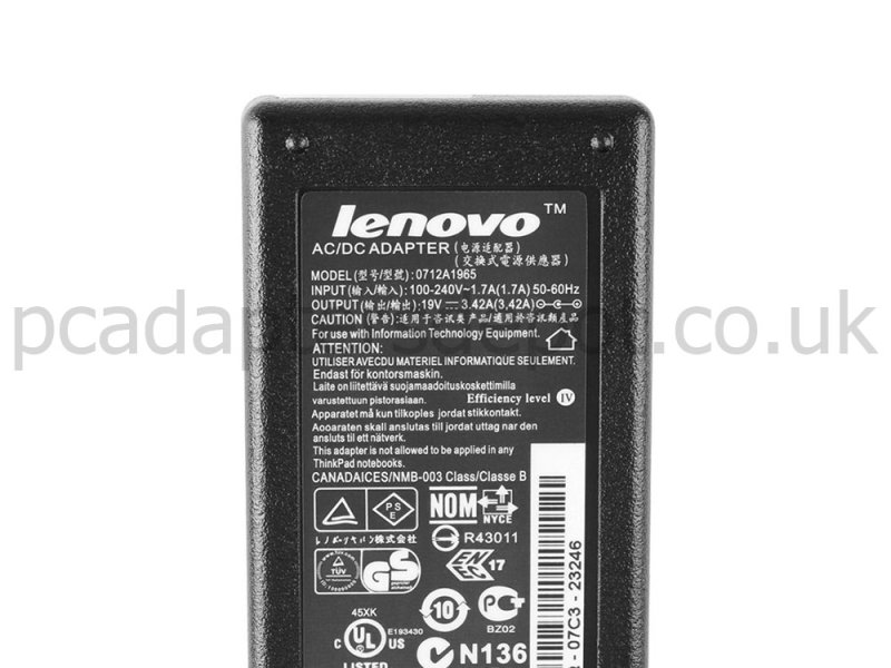 65W Lenovo ThinkCentre M72e 4004-B7U AC Adapter Charger Power Cord