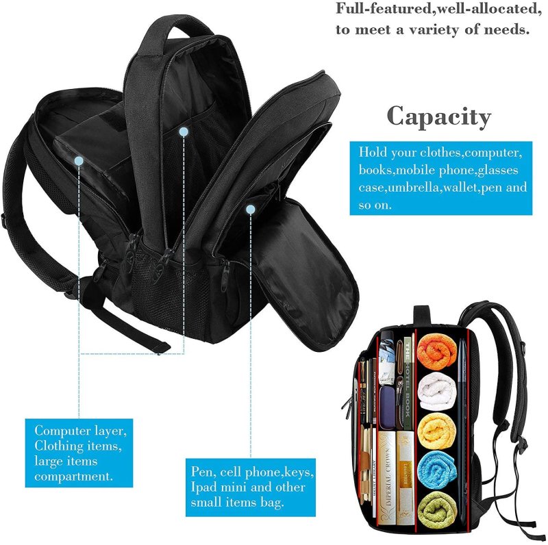 15.6 Inch Laptop Backpack Anti-Theft Business Travel Work Computer Rucksack with USB Charging Port Black