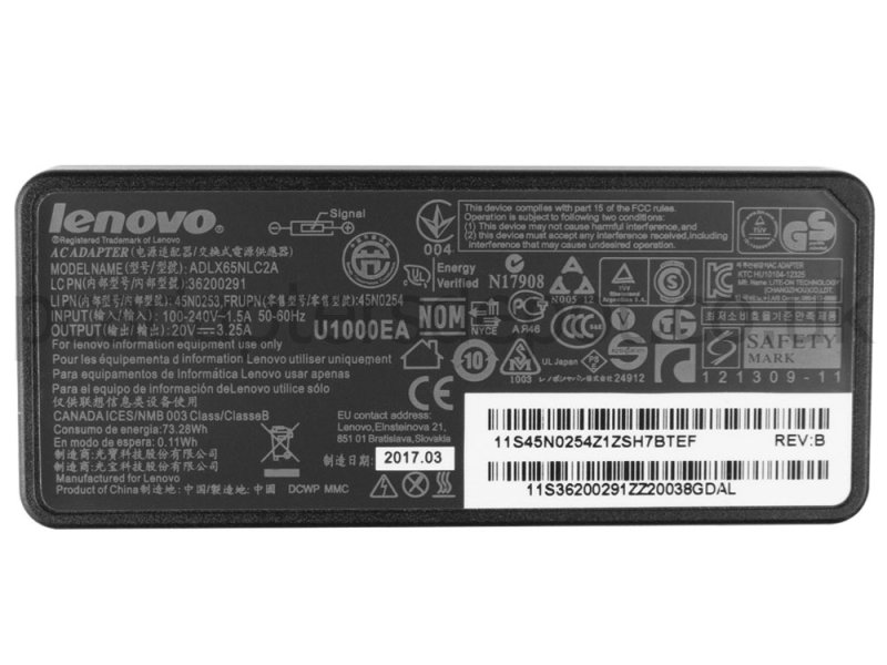 65W Lenovo ThinkPad X131e 3367-9DU AC Adapter Charger Power Cord