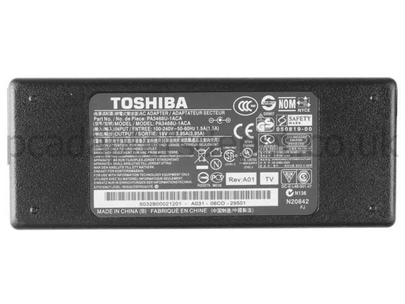 75W Toshiba Satellite A305D-S6851 AC Adapter Charger