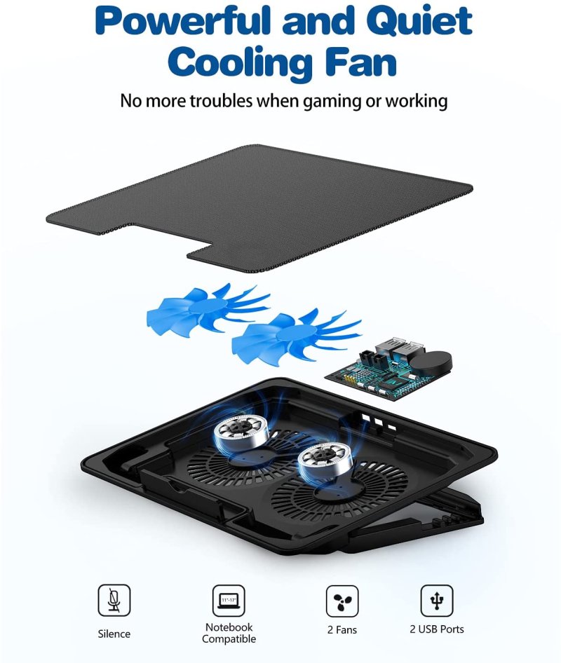 Adjustable Foldable Laptop Stand with cooling fan bracket for Laptop 7.9 inch to 17 inch Blue