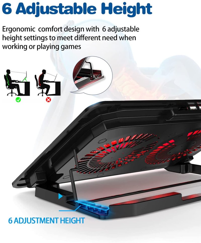 Adjustable Foldable Laptop Stand with cooling fan bracket for Laptop 7.9 inch to 17 inch Red