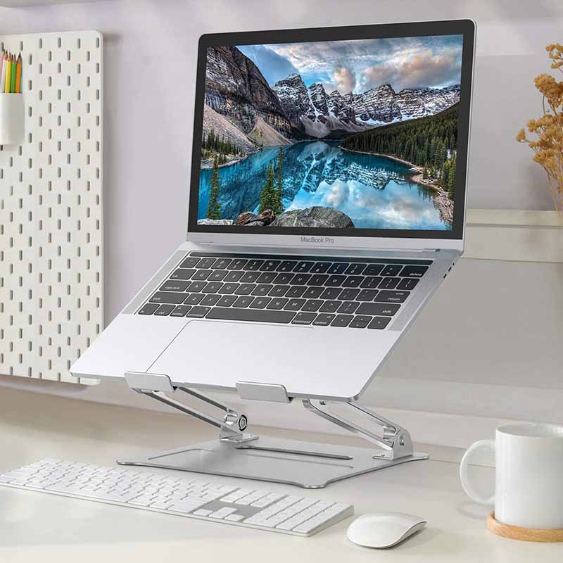 Adjustable Foldable Laptop Stand Desk Anti-slip Notebook Riser for Apple MacBook Air 11 inch Silver