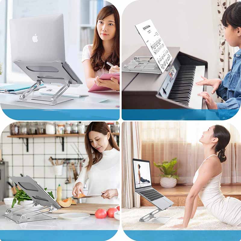 Adjustable Foldable Laptop Stand Desk Anti-slip Notebook Riser for Apple MacBook Air 11 inch Silver