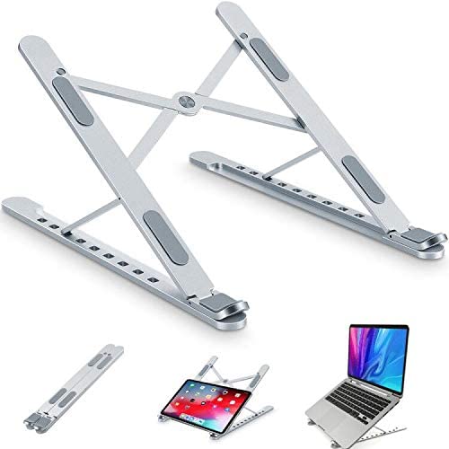 Adjustable Foldable Laptop Stand Desk Notebook Riser for 6 inch to 17.3 inch Silver - Click Image to Close