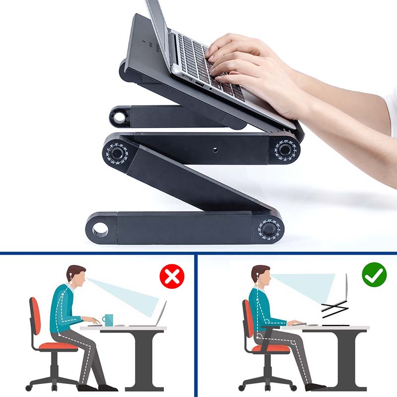 Adjustable Foldable Laptop Stand Computer Riser for Laptop 10.1 inch to 17.3 inch Black