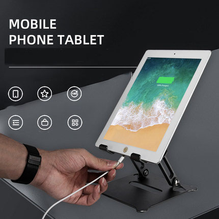 Adjustable Foldable Universal Pad Tablet Stand Riser Suitable for all Tablet Black