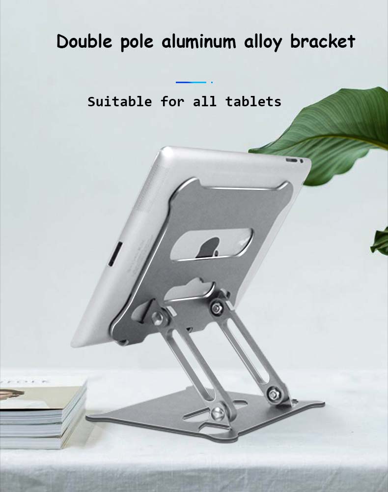 Adjustable Foldable Universal Pad Tablet Stand Riser Silver